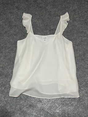 Cami NYC Cream Silk Ruffle Strap Camisole